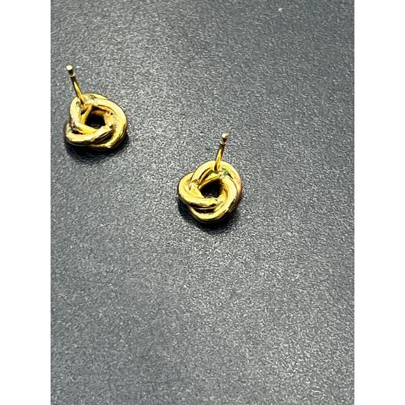 Designer Signed 14k Yellow Gold Classic Love Knot Post Stud Small Earrings 2.1g - Picture 5 of 10
